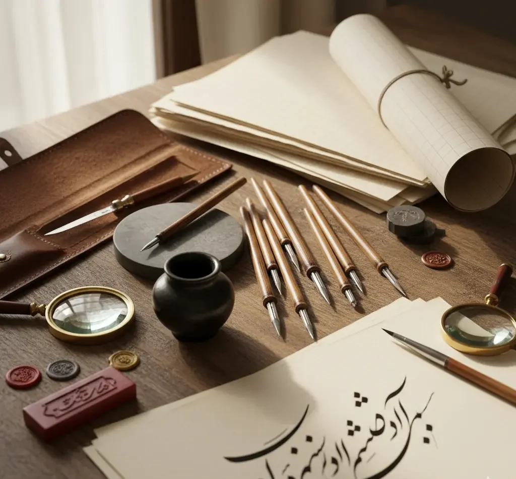 6 نکته برای خرید ابزار های خوشنویسی؛ از قلم نی تا براش پن 3 ابزار های خوشنویسی