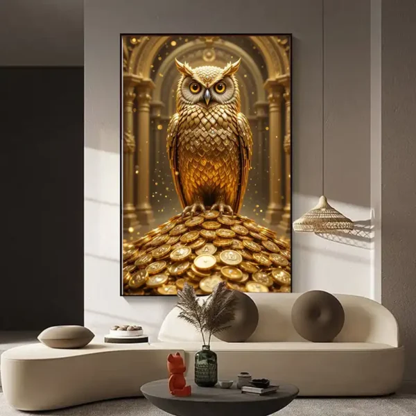 تابلو دکوراتیو طرح جغد ثروت کد D100