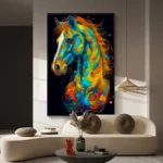 تابلو دکوراتیو طرح اسب چند رنگ کد D110 11 تابلو دکوراتیو طرح اسب چند رنگ