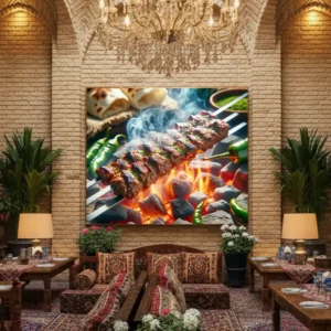 تابلو دکوراتیو طرح کباب دودی کد D176 6 تابلو دکوراتیو طرح کباب دودی